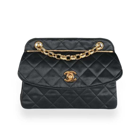 Chanel Vintage Black Quilted Satin Mini Flap Bag with Pouch - Picture 1 of 8